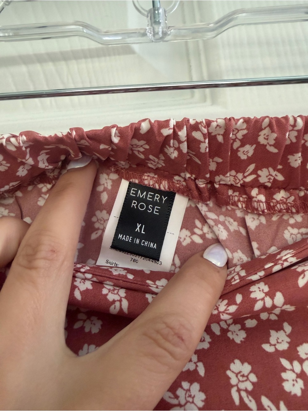 Floral Ruffle Mini Skirt - Rust Red - Picture 2 of 3